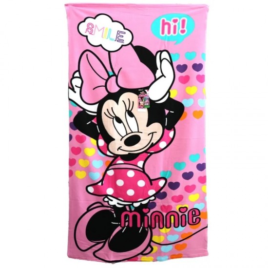 Kids Heroes - Πετσέτα Θαλάσσης Minnie Mouse Pink με Μικροΐνες 70×140cm