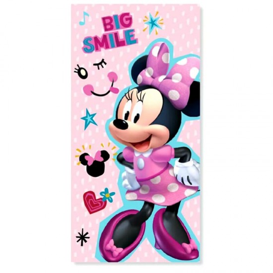 Kids Heroes - Πετσέτα Θαλάσσης Minnie Mouse Big Smile Pink με Μικροΐνες 70×140cm
