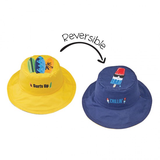 FlapJackKids - Καπέλο Διπλής Όψης UPF 50+ Surfer/Popsicle (Cotton) μπλε κίτρινο