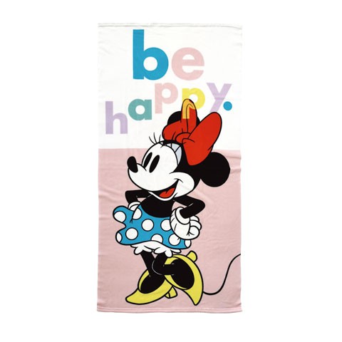 Arditex - Πετσέτα θαλάσσης με μικροΐνες Minnie Mouse Be Happy 70X140εκ