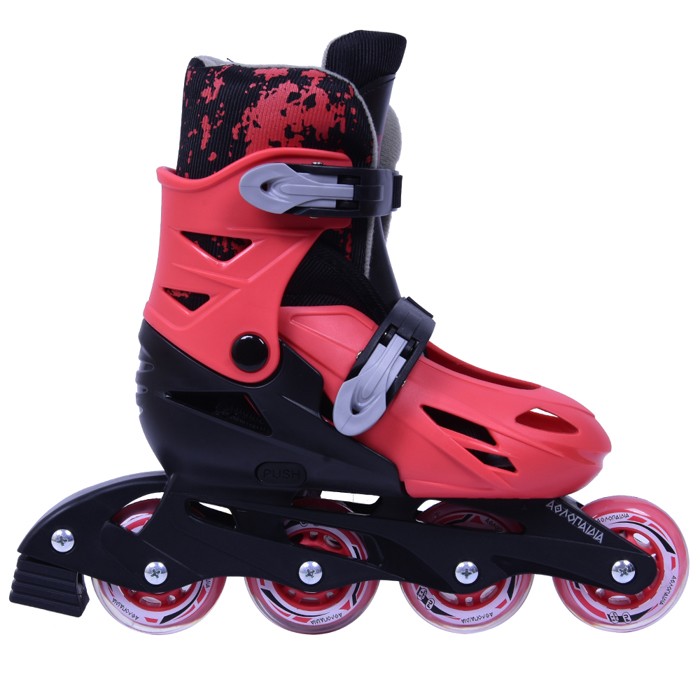 Αθλοπαιδιά - 3Κ Αυξομειούμενα Πατίνια Inline Roller Skates Κόκκινο/Μαύρο