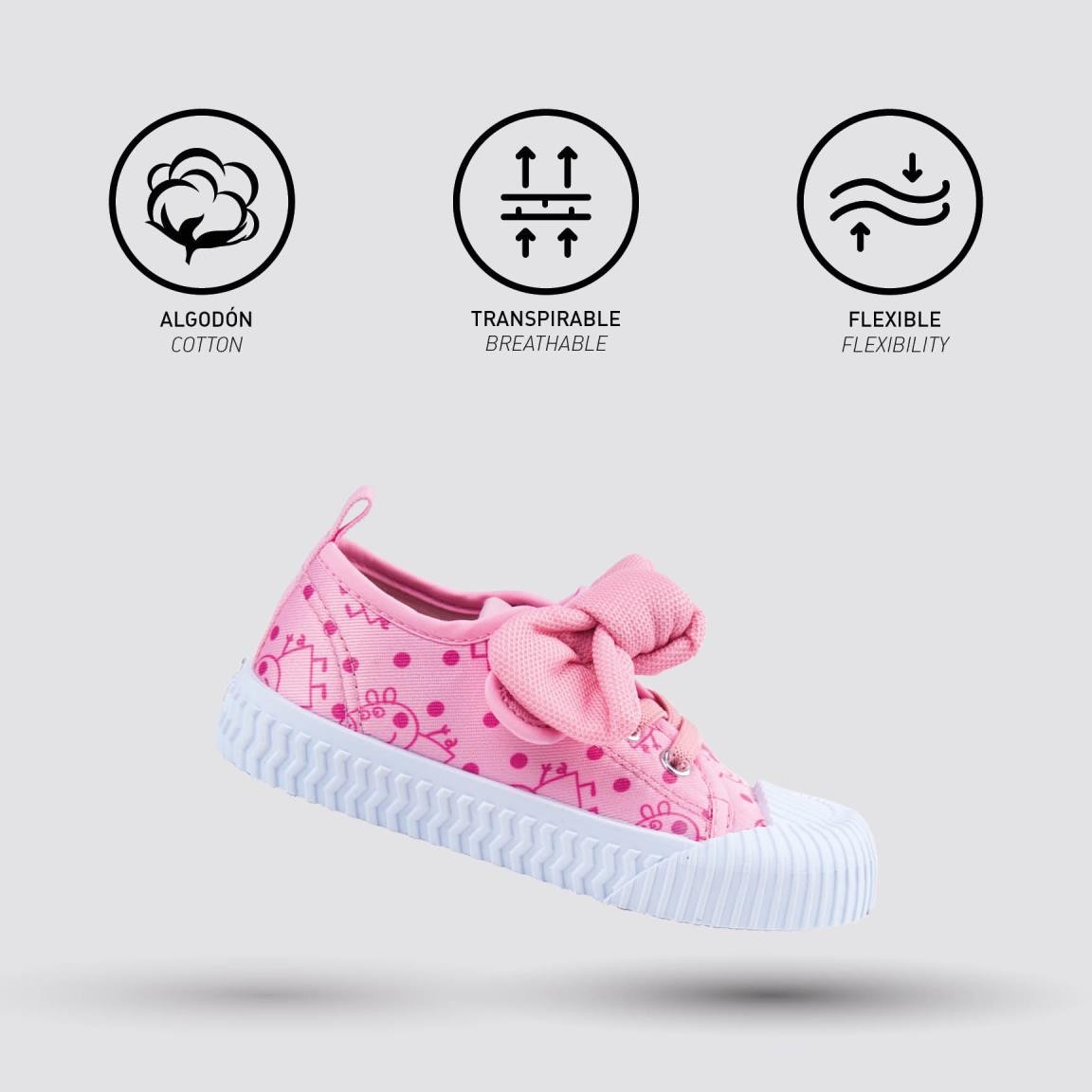 Cerda - Παιδικά Sneakers Πάνινα με Φιόγκο Peppa Pig Ροζ (22-27) - Image 4
