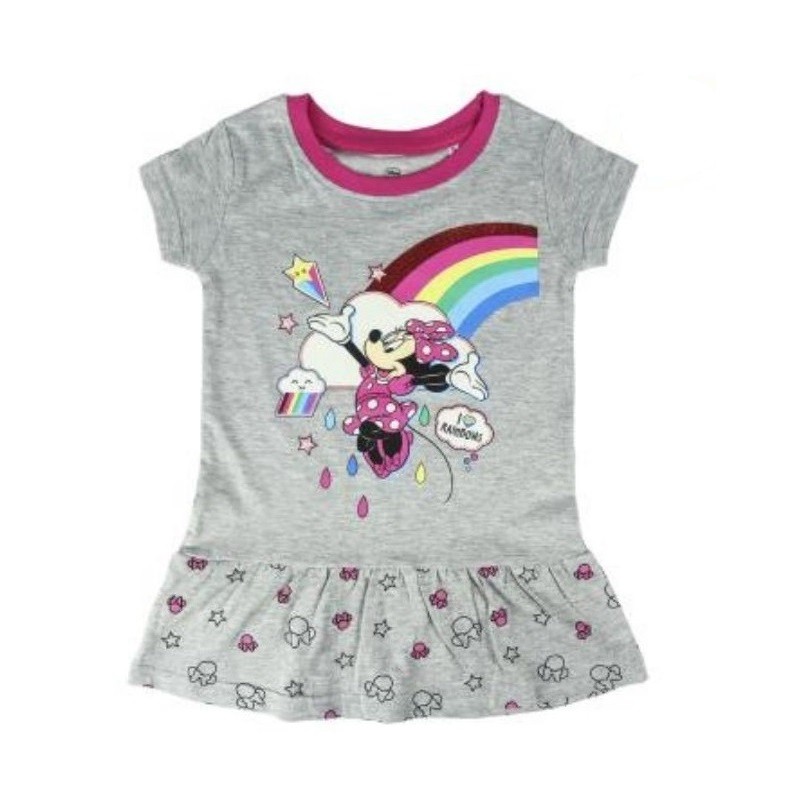 Cerda - Παιδικό φόρεμα που φωσφορίζει στο σκοτάδι Minnie Mouse γκρι