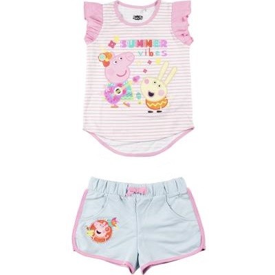 Cerda - Σετ Peppa Pig μπλούζα και σορτσάκι ροζ γαλάζιο (2 τεμ)