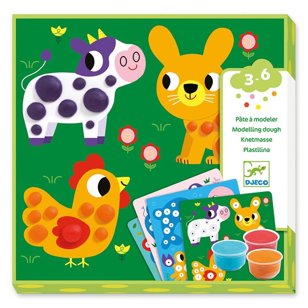 Djeco - Χειροτεχνία με πλαστοζυμαράκι air dry Ζωάκια με κυκλάκια