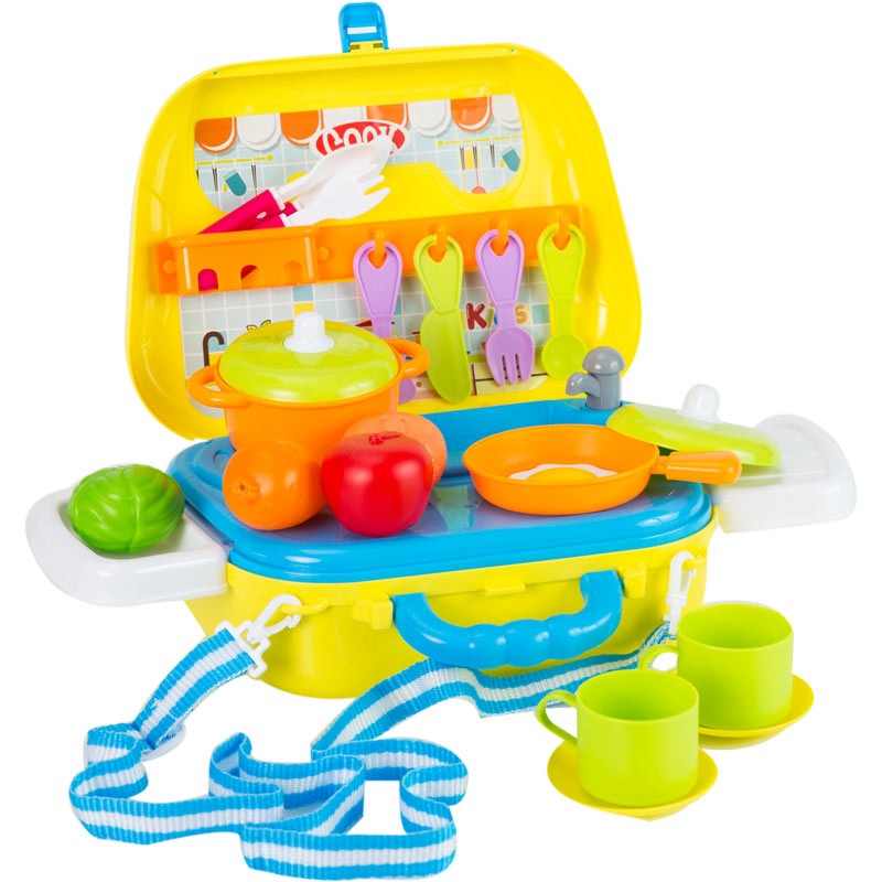 Gounaridis - Βαλίτσα Κίτρινη Με Κουζινικά, Πάγκο Και 18 Αξεσουάρ