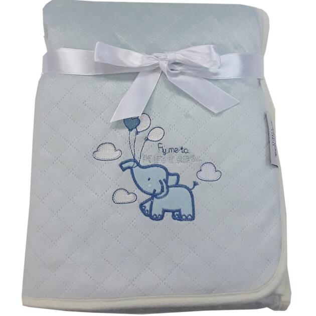 Kikka Boo - Βρεφική κουβέρτα φλις αγκαλιάς διπλής όψης Blue Elephant