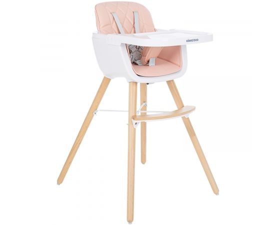 Kikka Boo - Καρεκλάκι Φαγητού Woody με Ξύλινα Πόδια 2σε1 Ροζ