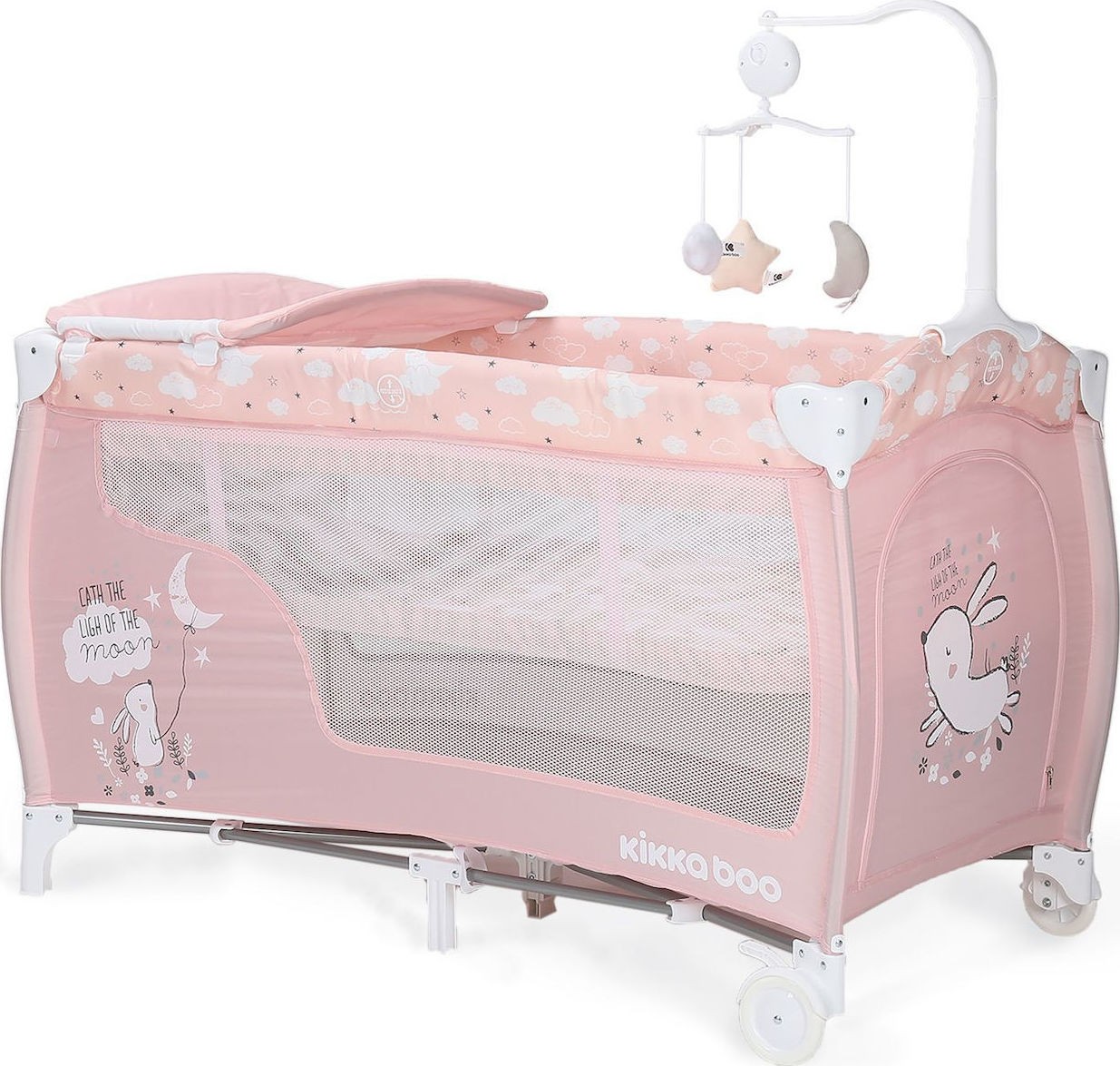 Kikka Boo - Παρκοκρέβατο 2 επιπέδων Dolce Sonno Pink Rabbits - Image 2