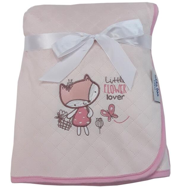 Kikka Boo - Βρεφική κουβέρτα φλις αγκαλιάς διπλής όψης Pink Fox