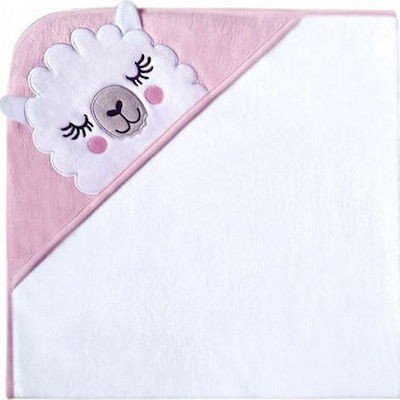 Kikka Boo - Βρεφική Πετσέτα Μπάνιου με Κουκούλα Sleepy Lama Pink