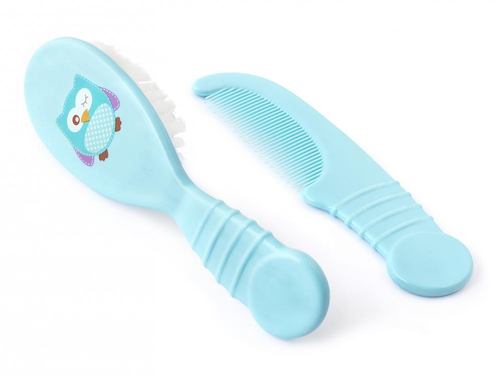 Lulabi - Σετ βρεφική βούρτσα και χτένα Owl