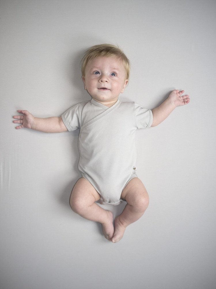 Nanaf Organic - Βρεφικό κορμάκι κιμονό κοντομάνικο Grey Mouse - Image 2