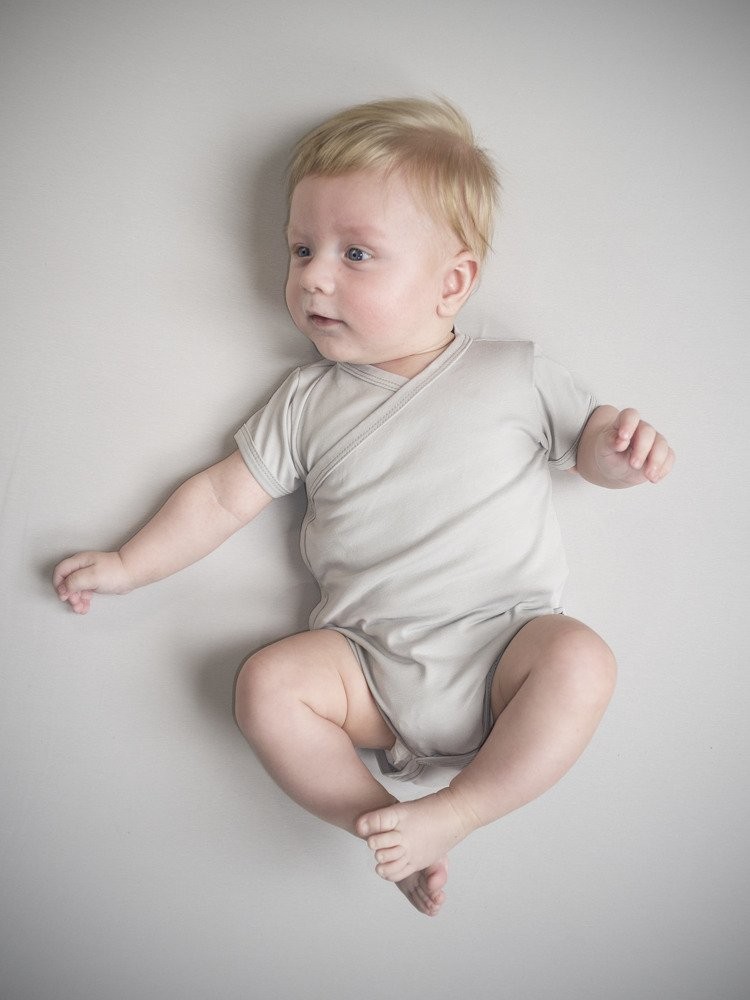 Nanaf Organic - Βρεφικό κορμάκι κιμονό κοντομάνικο Grey Mouse - Image 3