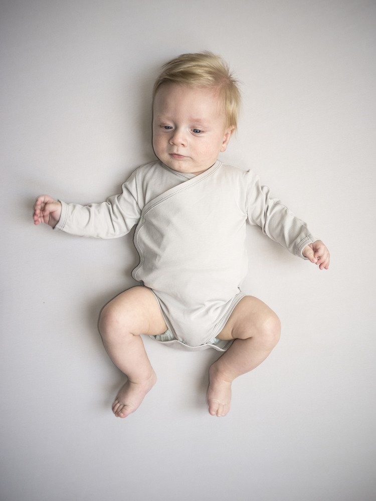 Nanaf Organic - Βρεφικό κορμάκι κιμονό μακρυμάνικο Grey Mouse - Image 2