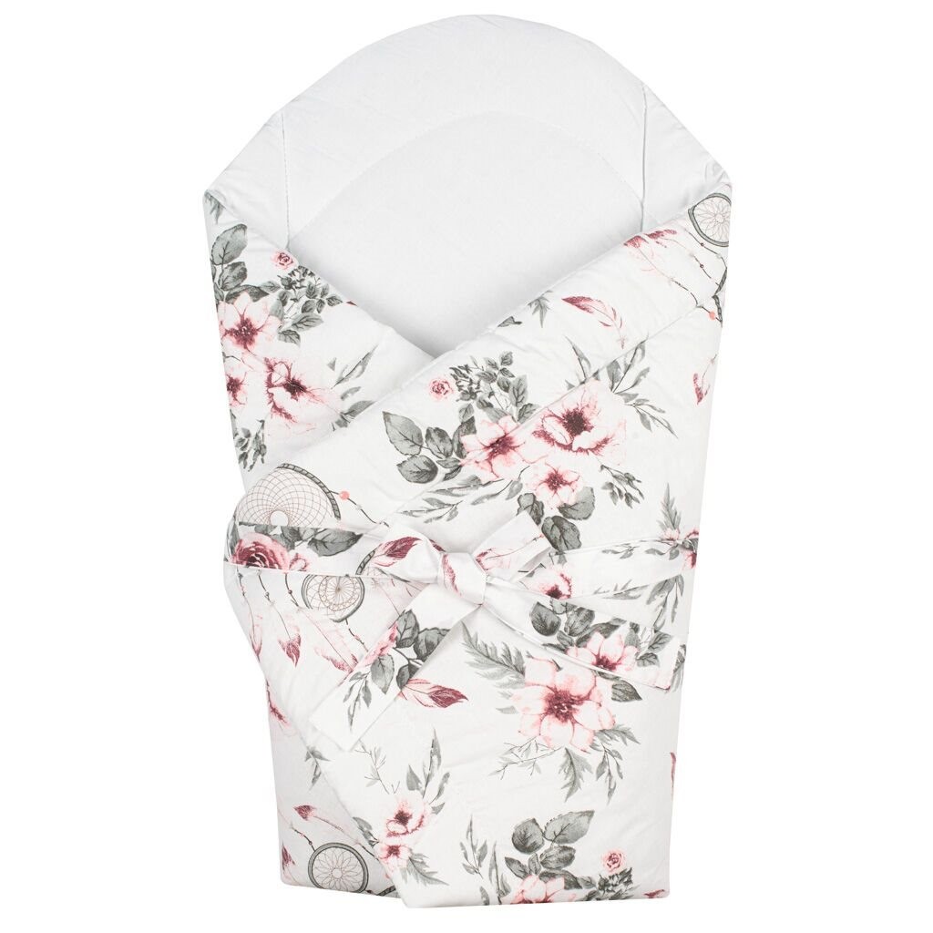 New Baby - Βρεφική Κουβέρτα Αγκαλιάς Κώνος Flowers & Feathers 75x75εκ