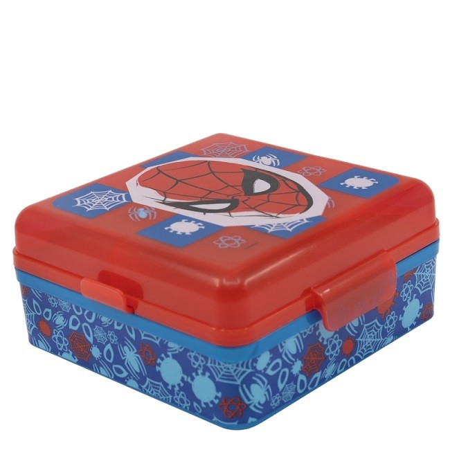 Stor - Τετράγωνο παιδικό δοχείο φαγητού με χωρίσματα Spiderman