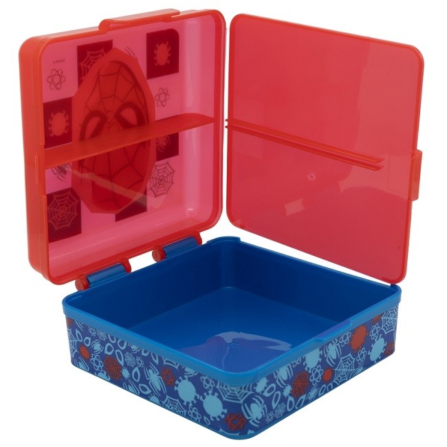 Stor - Τετράγωνο παιδικό δοχείο φαγητού με χωρίσματα Spiderman - Image 3