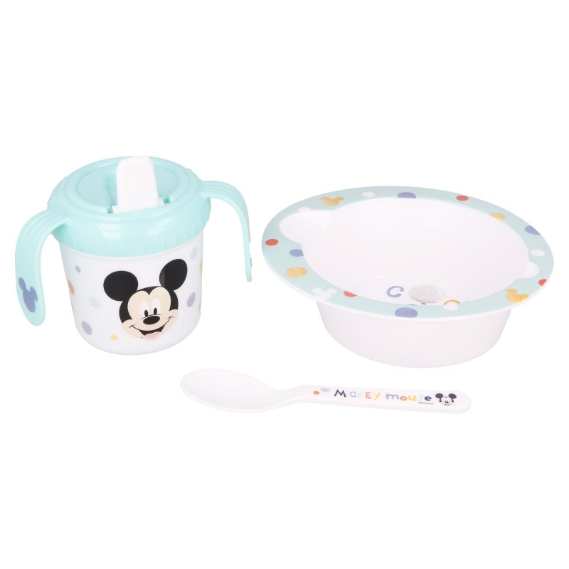 Stor - Gift Box Mickey Mouse σετ φαγητού μπολ, κουτάλι & εκπαιδευτικό ποτήρι