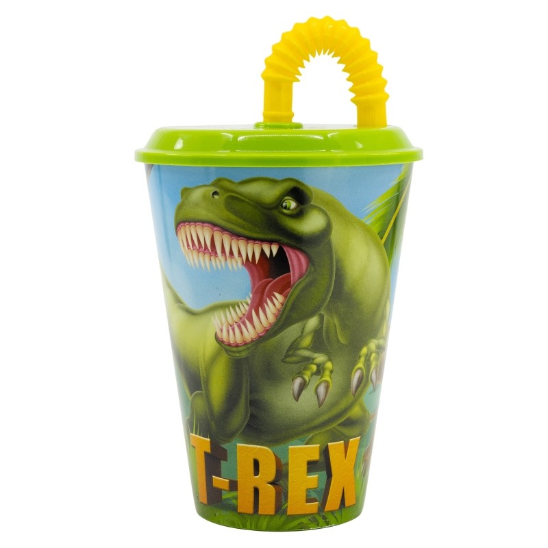 Stor - Παιδικό Ποτήρι Dinosaurs με Καπάκι και Καλαμάκι 430ml Πλαστικό