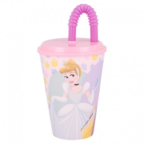 Stor - Παιδικό Ποτήρι Disney Princess με Καπάκι και Καλαμάκι 430ml Πλαστικό