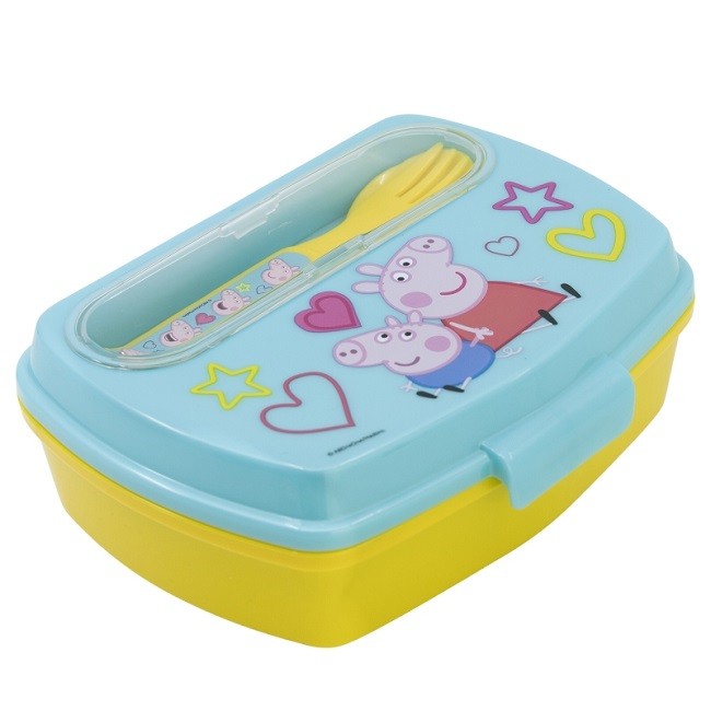 Stor - Παιδικό σετ δοχείο φαγητού με κουτάλι και πιρούνι Peppa Pig - Image 3