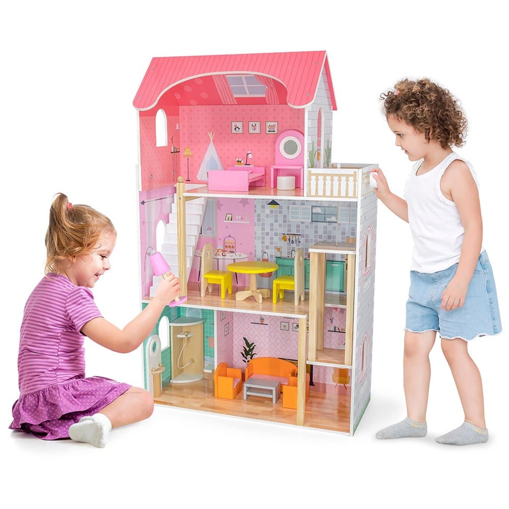 Viga - Ξύλινο Τριώροφο Κουκλόσπιτο με Αξεσουάρ - Image 2