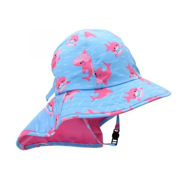Zoocchini - Αντιηλιακό Βρεφικό Καπέλο Cape Sunhat UPF50 Pink Shark