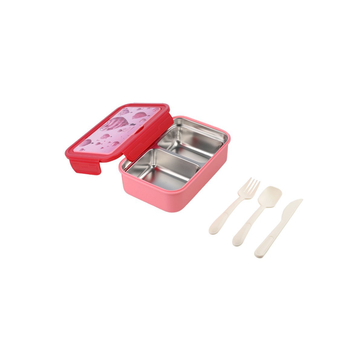 Estia - Παιδικό Φαγητοδοχείο με 2 Ανοξείδωτες Θήκες Love Ascend 900ml με Κουτ/Πιρ/Μαχ - Image 2