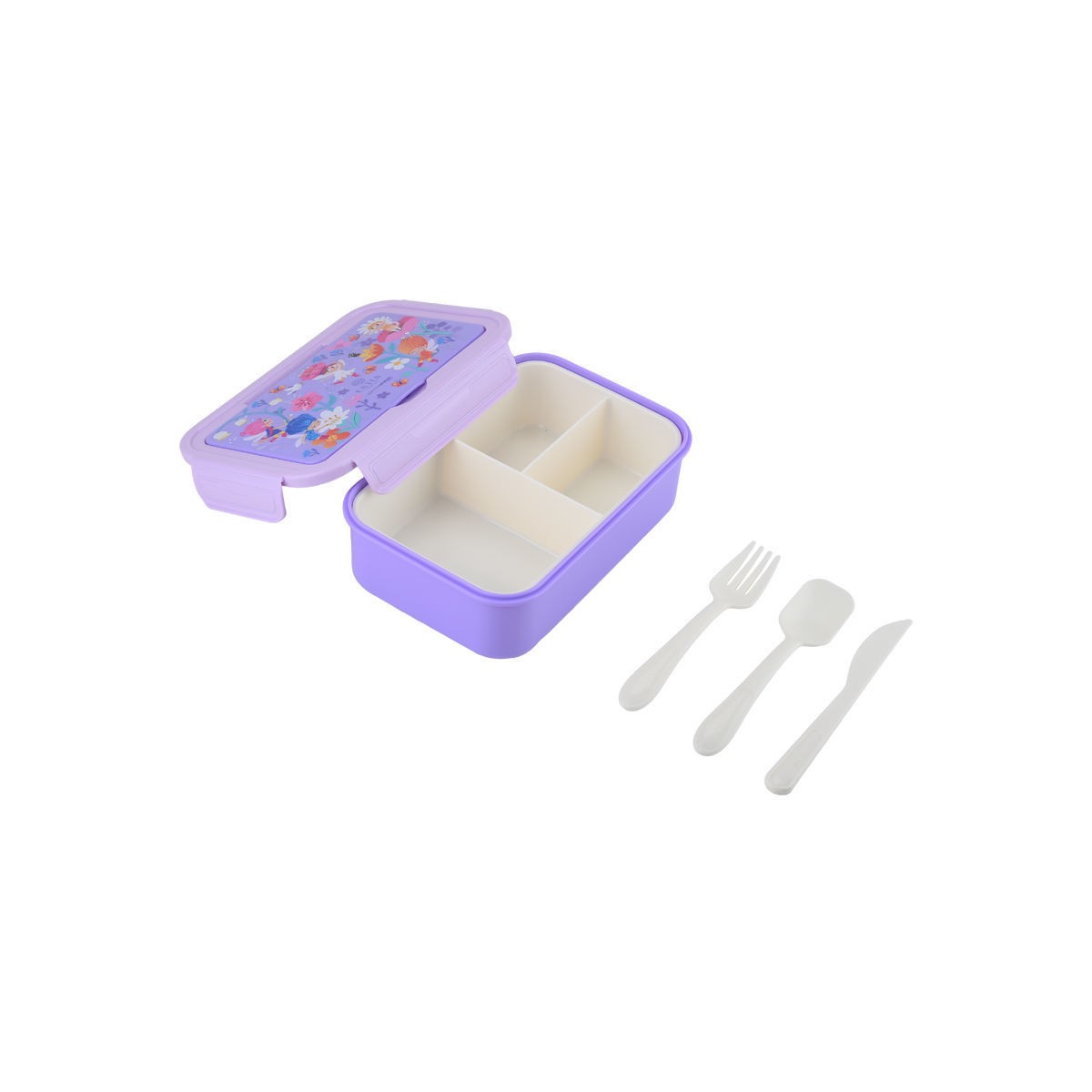 Estia - Παιδικό Φαγητοδοχείο με 3 Θήκες Fairy Tales 1400ml με Κουτ/Πιρ/Μαχ