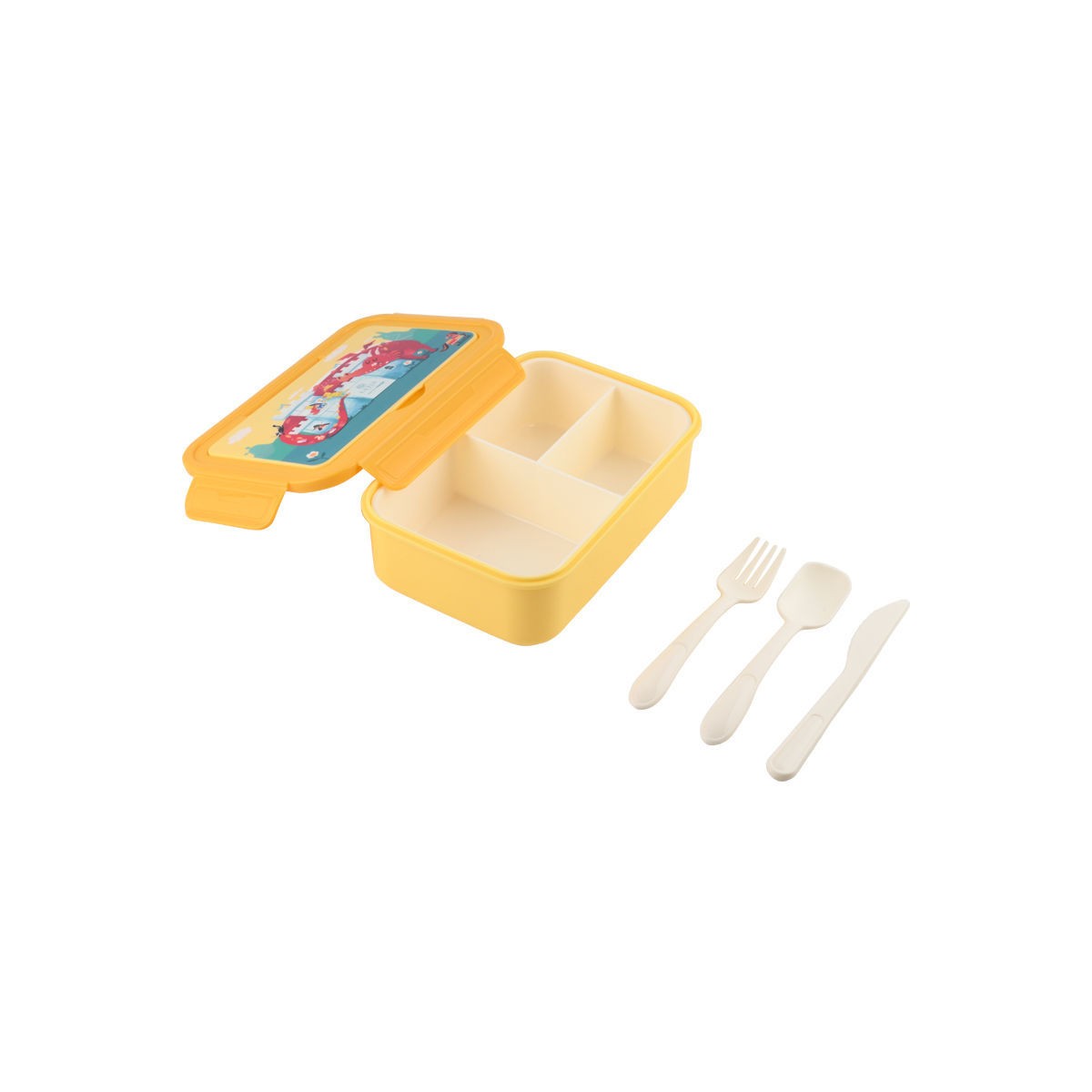 Estia - Παιδικό Φαγητοδοχείο με 3 Θήκες Fortress Dragon 1400ml με Κουτ/Πιρ/Μαχ