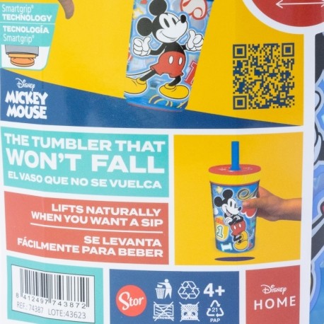 Stor - Παιδικό Ποτήρι Mickey Mouse Drop Safe με Καπάκι & Καλαμάκι Σιλικόνης 370ml - Image 5
