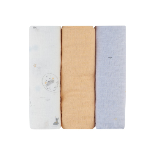 Kikka Boo - Σετ 3 Βαμβακερές Πάνες Μουσελίνες Seally Me 75x75 εκ.